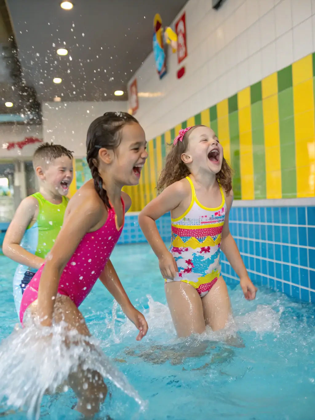 Participants enjoying a recreational swimming session, engaging in water games and activities, in a safe and supervised environment at Natation 15.